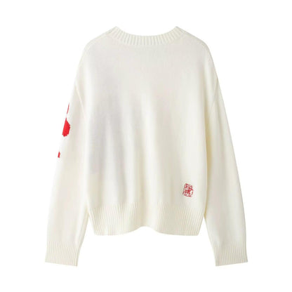 Fiora -Yuvarlak Yaka Jakarlı Kazak