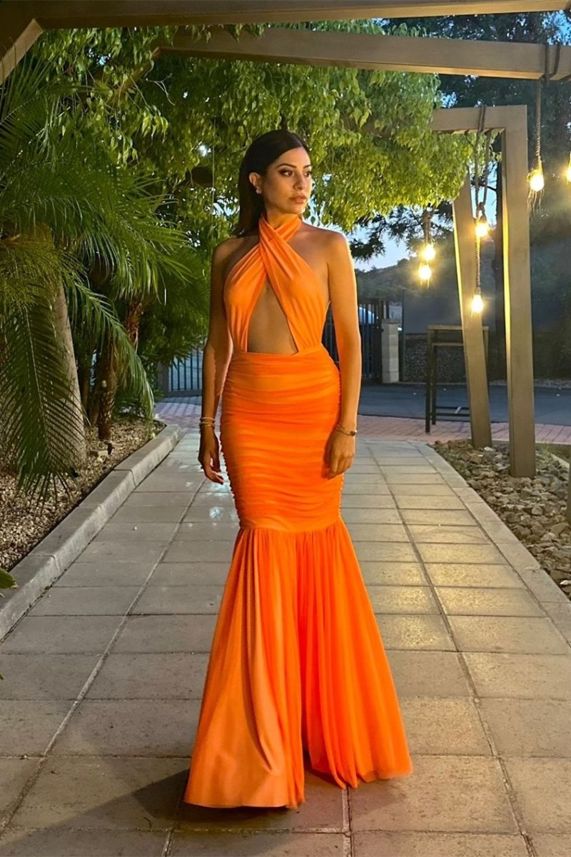 Jodie Cross Boyundan Bağlamalı Yaka Uzun Elbise