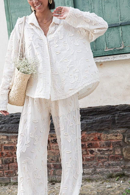 Tipik Resort Tarzı Jakarlı Günlük Gevşek İki Parçalı Set