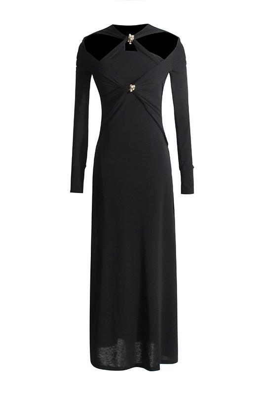 Nita Cut-Out Çapraz Göğüs Midi Örgü Elbise