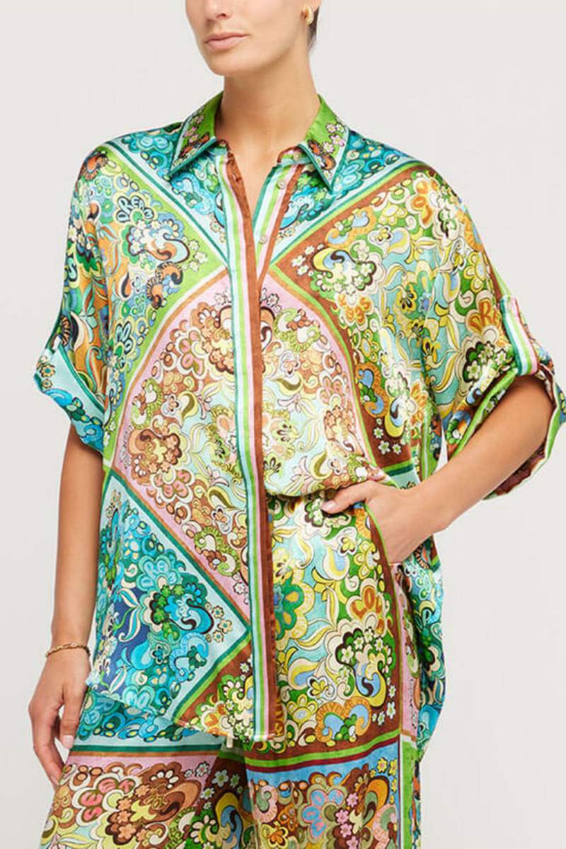 Özel Saten Baskılı Düğmeli İkili Takım