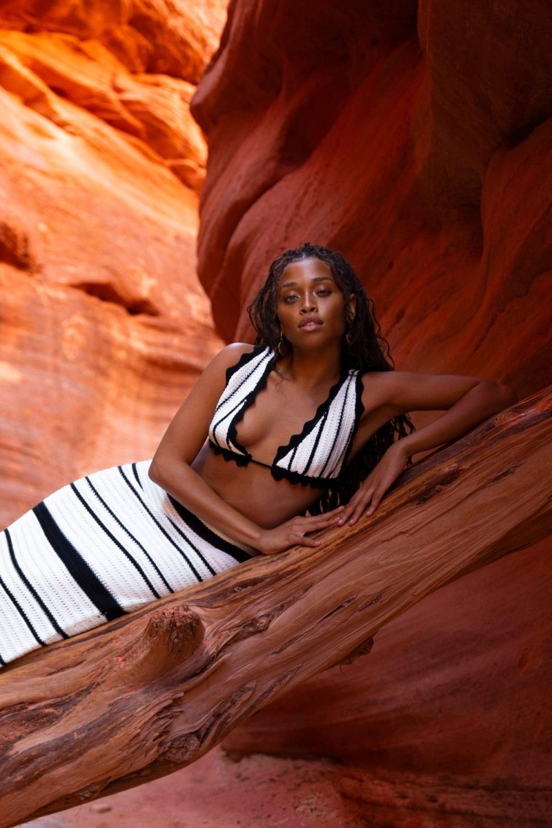 Sandra Tığ İşi Çizgili Takım