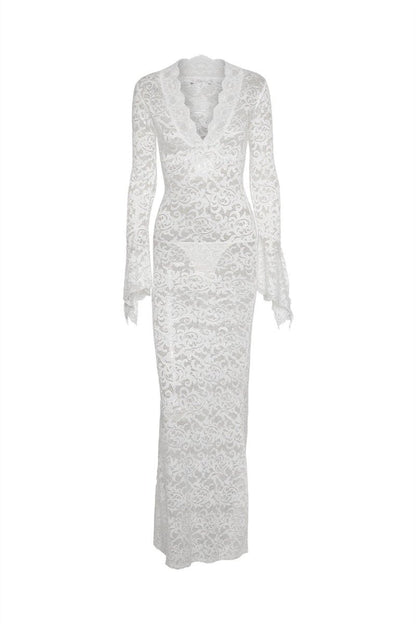 Virginia Şeffaf Dantel Denizkızı Uzun Elbise